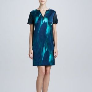 ELIE TAHARI Kellan Leather & Silk Dress